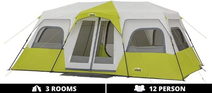 CORE Instant Cabin Tent 3 Rooms 12 Person - Best Multi Room Tents