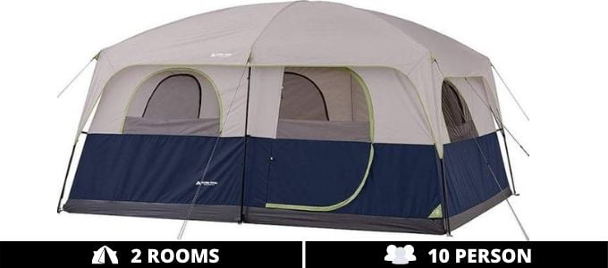 Ozark Trail Family Cabin Tent 2 Rooms 10 Person